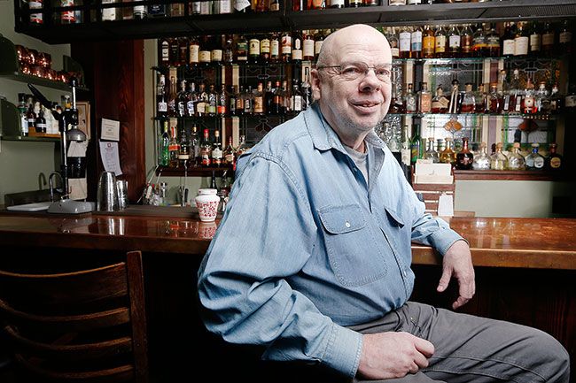 Rockne Roll/News-Register##Historian and retired newspaper editor Ken Bilderback takes a look at race, gender and rot-gut whiskey during a presentation at McMenamins Hotel Oregon on Monday, Jan 29.