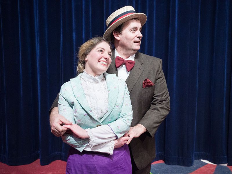 Marcus Larson / News-Register##Harold Hill (Adam Ewing) and Marion (Karen Kumley) sing   Til There was You  in Gallery Theater s production of  The Music Man. 