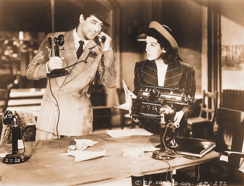 Public domain##Scene from “His Girl Friday” (1940), based on the play “The Front Page” (1931), written by reporters Ben Hecht and Charles MacArthur.
