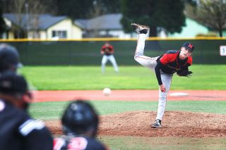 Rusty Rae/News-Register##
Nate Leid threw six innings against Sprague to earn the win as the Grizzlies pounded out five runs in a fourth-inning rampage. Rusty Rae/News-Register##
Nate Leid threw six innings against Sprague to earn the win as the Grizzlies pounded out five runs in a fourth-inning rampage.
