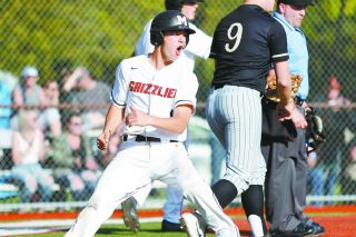 Rockne Roll/News-Register##
Kevin Sullivan celebrates scoring a run in the Grizzlies’ non-conference game against Jesuit Wednesday. The Grizzlies took a 4-0 lead in the contest, but eventually fell to the number-three Crusaders by a 10-8 margin in eight innings. Rockne Roll/News-Register##
Kevin Sullivan celebrates scoring a run in the Grizzlies’ non-conference game against Jesuit Wednesday. The Grizzlies took a 4-0 lead in the contest, but eventually fell to the number-three Crusaders by a 10-8 margin in eight innings.