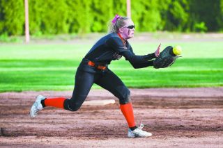 Marcus Larson/News-Register##
Tiger shortstop Jessica Mitchell makes a play on a ground ball. Marcus Larson/News-Register##
Tiger shortstop Jessica Mitchell makes a play on a ground ball.