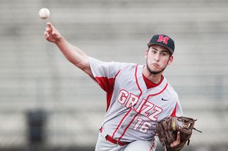 Rockne Roll/News-Register##
McMinnville reliever Sam DuPuis pitches in the fifth inning of the Grizzlies’ game against Tigard, which they won, 3-2. Rockne Roll/News-Register##
McMinnville reliever Sam DuPuis pitches in the fifth inning of the Grizzlies’ game against Tigard, which they won, 3-2.