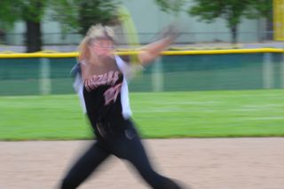 Rusty Rae/News-Register##
Payton, the whirling dervish on the mound, from an earlier game. She was effective Monday afternoon against West Linn, getting the win as the Grizzlies pitcher wile earning 7 RBIs with two homers, one a grand slam. Rusty Rae/News-Register##
Payton, the whirling dervish on the mound, from an earlier game. She was effective Monday afternoon against West Linn, getting the win as the Grizzlies pitcher wile earning 7 RBIs with two homers, one a grand slam.