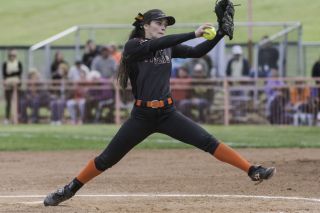 Malia Riggs/for the News-Register##
Emily Lockhart was the pitchers of record for the Tigers, absorbing the 12-2 loss to Scappose. Malia Riggs/for the News-Register##
Emily Lockhart was the pitchers of record for the Tigers, absorbing the 12-2 loss to Scappose.