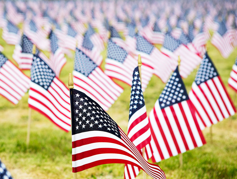 Rockne Roll / News-Register##Flags at the McMinnville Christian Academy honor Oregon s fallen.