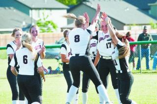Marcus Larson/News-Register##
Dayton players show their joy after dispatching Clatskanie in their semi-final contest Tuesday at Jim Connelly Field. They play today for the state title against Rainier. Marcus Larson/News-Register##
Dayton players show their joy after dispatching Clatskanie in their semi-final contest Tuesday at Jim Connelly Field. They play today for the state title against Rainier.