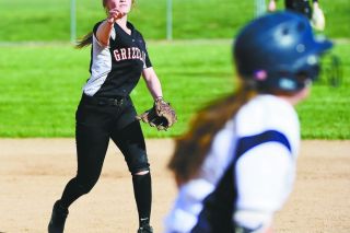 Marcus Larson/News-Register##
Hanna Young shows her all-conference arm at second base. Marcus Larson/News-Register##
Hanna Young shows her all-conference arm at second base.