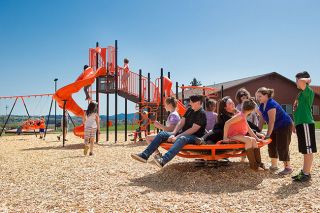 Rockne Roll/News-Register##
Willamina Elementary School students enjoy recess on the school s new playground equipment. Rockne Roll/News-Register##
Willamina Elementary School students enjoy recess on the school s new playground equipment.