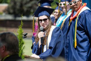 Marcus Larson/News-Register##
Valedictorian Kassidy Ellis takes a moment in her speach to thank the teachers for all their efforts over the years. Marcus Larson/News-Register##
Valedictorian Kassidy Ellis takes a moment in her speach to thank the teachers for all their efforts over the years.