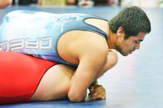 John Barnes for the News-Register##.
Juan Contreras put an opponent into a pinning position during a match at the Reno tournament. John Barnes for the News-Register##.
Juan Contreras put an opponent into a pinning position during a match at the Reno tournament.