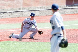 Rockne Roll/News-Register##
McMinnville’s Wyatt Smith, left, fields a ground ball to start a double play in the 2017 Oregon All-Star Series Sunday, June 25, at Goss Stadium in Corvallis. Rockne Roll/News-Register##
McMinnville’s Wyatt Smith, left, fields a ground ball to start a double play in the 2017 Oregon All-Star Series Sunday, June 25, at Goss Stadium in Corvallis.