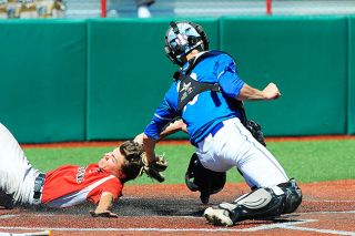Rusty Rae/News-Register##
Jesse Kroeker slides home with the tying run in the bottom of the seventh inning against McNary Sunday. Hyder Dental couldn’t find a hit to get the winning run home, and finished fourth in the tournament on a coin flip. Rusty Rae/News-Register##
Jesse Kroeker slides home with the tying run in the bottom of the seventh inning against McNary Sunday. Hyder Dental couldn’t find a hit to get the winning run home, and finished fourth in the tournament on a coin flip.