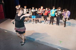 Marcus Larson/News-Register##
Gallery Theater summer camp teacher Anami Day directs a group of students in the proper timing of a dance number. Marcus Larson/News-Register##
Gallery Theater summer camp teacher Anami Day directs a group of students in the proper timing of a dance number.