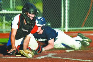 Rusty Rae/News-Register##
McMinville catcher Kevin Sullivan receives the relay throw from the outfield too late to make the tag on a Lake Oswego base runner in the fifth inning. Hyder Dental dropped its league contest to Lake Oswego, 7-5, Wednesday evening. Rusty Rae/News-Register##
McMinville catcher Kevin Sullivan receives the relay throw from the outfield too late to make the tag on a Lake Oswego base runner in the fifth inning. Hyder Dental dropped its league contest to Lake Oswego, 7-5, Wednesday evening.