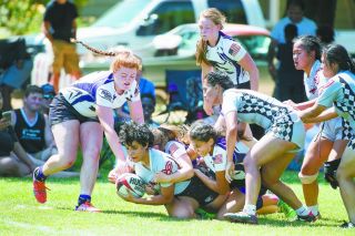 Marcus Larson/News-Register##
A host of Valley Panthers drag an opposing player to the ground. The Panthers finished third in the Summer 7s state championships held at Fernhill Park in Portland. Marcus Larson/News-Register##
A host of Valley Panthers drag an opposing player to the ground. The Panthers finished third in the Summer 7s state championships held at Fernhill Park in Portland.