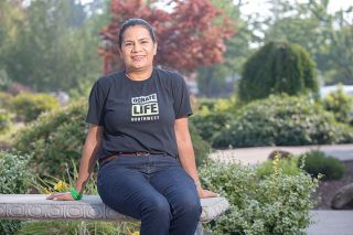 Rockne Roll / News-Register##Alejandra Cortes sits outside St. James Catholic Church, where her event to raise awareness of organ donation is held. Rockne Roll / News-Register##Alejandra Cortes sits outside St. James Catholic Church, where her event to raise awareness of organ donation is held.