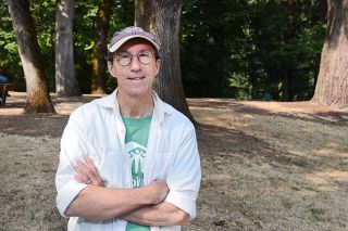 Rusty Rae/News-Register##Jim Culbert relaxes in the McMinnille City Park with a grove of old growth trees in the background. Culbert mapped all of the trees in the park and is awaiting the final dispostion of the map from the city. Rusty Rae/News-Register##Jim Culbert relaxes in the McMinnille City Park with a grove of old growth trees in the background. Culbert mapped all of the trees in the park and is awaiting the final dispostion of the map from the city.