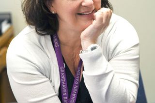 Rusty Rae / News-Register##Inge Momberg prepares to greet students as the school year open. She teaches special education at Grandhaven Elementary. Rusty Rae / News-Register##Inge Momberg prepares to greet students as the school year open. She teaches special education at Grandhaven Elementary.