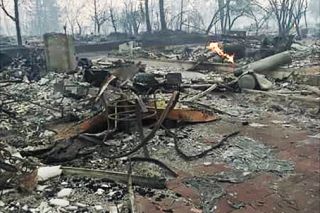 Submitted photo / Lindsay Fowler##Little remains of the home in wildfire-ravaged Coffey Park, a neighborhood in Santa Rosa, of a high school friend of Linfield student Lindsay Fowler. Submitted photo / Lindsay Fowler##Little remains of the home in wildfire-ravaged Coffey Park, a neighborhood in Santa Rosa, of a high school friend of Linfield student Lindsay Fowler.