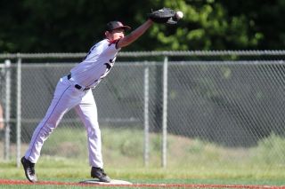 Rockne Roll/News-Register##
Dayton first baseman Josiah Primbs fails to glove a throw to first on a ground ball play in the Pirates OSAA State Championship quarterfinal against Glide on Friday, May 26, at Marvin Lorenzen Memorial Field in Dayton. Rockne Roll/News-Register##
Dayton first baseman Josiah Primbs fails to glove a throw to first on a ground ball play in the Pirates OSAA State Championship quarterfinal against Glide on Friday, May 26, at Marvin Lorenzen Memorial Field in Dayton.