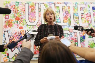 Rockne Roll/News-Register##
Education secretary Betsy DeVos addresses reporters during her visit to McMinnville High School Wednesday, Oct. 11. Rockne Roll/News-Register##
Education secretary Betsy DeVos addresses reporters during her visit to McMinnville High School Wednesday, Oct. 11.