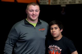 Rockne Roll/News-Register##
Keegan Cook and Jordan Reyes, both state champions this year, pictured in the Willamina wrestling room. Rockne Roll/News-Register##
Keegan Cook and Jordan Reyes, both state champions this year, pictured in the Willamina wrestling room.