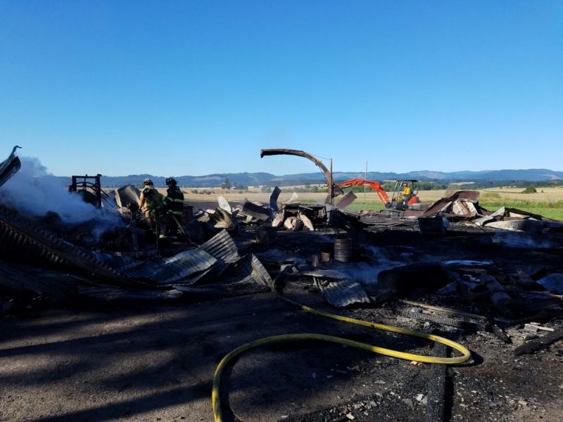 Photo courtesy Sheridan Fire District##This is all that remains of a barn on DeJong Road in rural Sheridan that was destroyed by a fire early Friday morning.