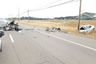 Photo courtesy Oregon State Police##Three people were killed Saturday afternoon in a two-vehicle crash on Highway 18 in the area of the Evergreen Aviation & Space Museum. Photo courtesy Oregon State Police##Three people were killed Saturday afternoon in a two-vehicle crash on Highway 18 in the area of the Evergreen Aviation & Space Museum.