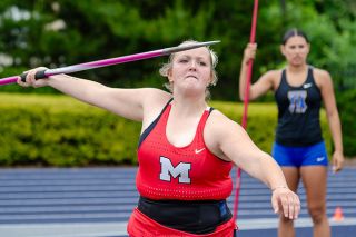 Rachel Thompson/News-Register##Brooklyn Johnston had an “awesome vibe” going into the Pacific Conference track and field districts meet Wednesday at George Fox University, winning the javelin competition title. Friday, she’ll seek another gold in the discus, entering the event ranked No. 2. Rachel Thompson/News-Register##Brooklyn Johnston had an “awesome vibe” going into the Pacific Conference track and field districts meet Wednesday at George Fox University, winning the javelin competition title. Friday, she’ll seek another gold in the discus, entering the event ranked No. 2.