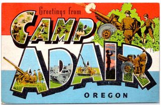 ##Thousands of these postcards were sold to soldiers training at Camp Adair for letters home. ##Thousands of these postcards were sold to soldiers training at Camp Adair for letters home.