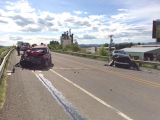 Marcus Larson/News-Register##
A crash on Highway 18 near Booth Bend overpass has snarled traffic.