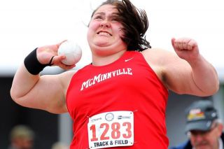 Rockne Roll/News-Register##
McMinnville s Emily DeYoung gets off a throw good for third place in the OSAA 6A girls shot put at Hayward Field in Eugene. Rockne Roll/News-Register##
McMinnville s Emily DeYoung gets off a throw good for third place in the OSAA 6A girls shot put at Hayward Field in Eugene.