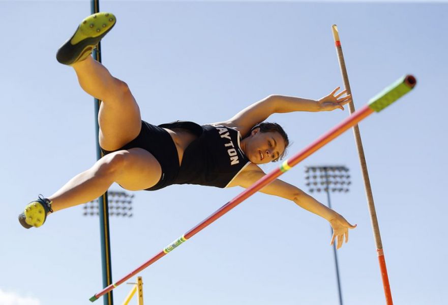 Rockne Roll/News-Register##
Dayton s Shawnie Spink takes out the bar in an attempt during the 3A pole vault.