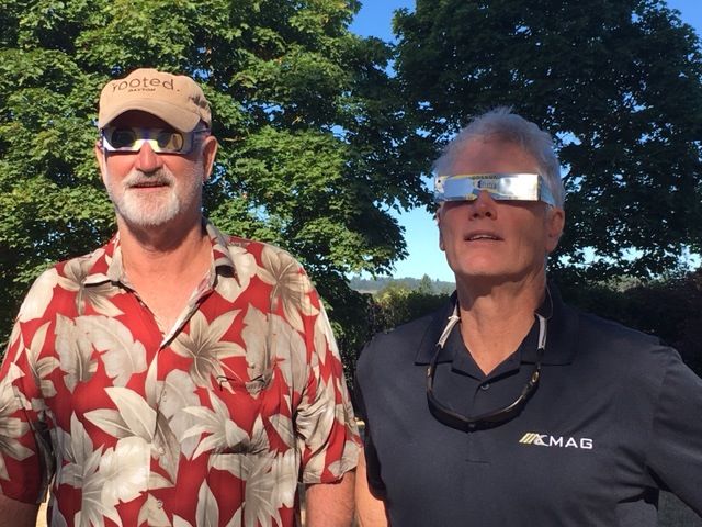 Submitted by Cheryl Nangeroni#Randy and Larry Groth, cousins, watch the eclipse in Dayton.