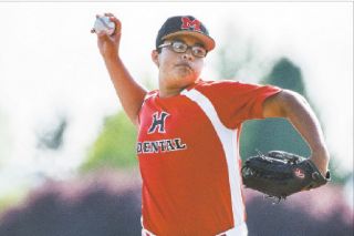 Marcus Larson/News-Register##
Hyder Family Dental starting pitcher Martin Lopez-Garcia delivers a pitch to home plate. Marcus Larson/News-Register##
Hyder Family Dental starting pitcher Martin Lopez-Garcia delivers a pitch to home plate.