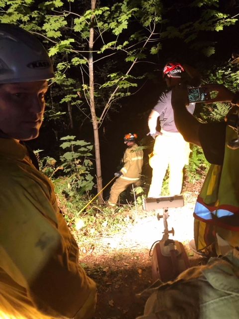 Photos submitted by the Yamhill Fire District##Two injured ATV riders were rescued Thursday night from a steep ravine in rural Yamhill County. Multiple agencies responded.