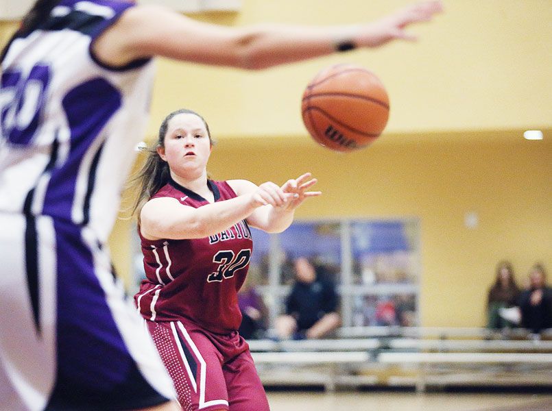 Rockne Roll/News-Register##
Hailey Myers whips off a pass in the Pirates  game against the Horizon Christian Hawks on Tuesday, Jan. 24, at Horizon Community Church in Tualatin.