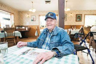 Marcus Larson/News-Register ## Milton Roten enjoys getting lunch at Coyote Joe’s every Monday, Thursday and Friday. He’s in good health and, at 100, boasts that he can eat whatever he wants — including cookies. Marcus Larson/News-Register ## Milton Roten enjoys getting lunch at Coyote Joe’s every Monday, Thursday and Friday. He’s in good health and, at 100, boasts that he can eat whatever he wants — including cookies.
