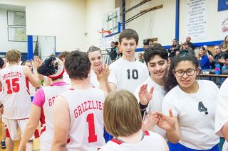 Rusty Rae/News-Register##
When Tuesday’s Unified basketball game between Amity and McMinnville concluded, members of each team lined up for the traditional postgame handshake/fist bump. Rusty Rae/News-Register##
When Tuesday’s Unified basketball game between Amity and McMinnville concluded, members of each team lined up for the traditional postgame handshake/fist bump.