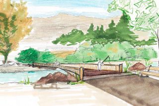 Submitted art##
Concept drawing of one of the pedestrian bridges that would be built on
the Yamhelas-Westsider Trail. The county is hoping to retain a state
grant to design and build the bridges.