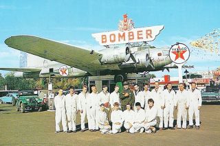 ##A postcard shows The Bomber gas station in Milwaukie during its mid-1960s heyday.