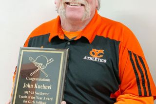 Photo courtesy Becky Gagnier##
Yamhill-Carlton head softball coach John Kuehnel was recently awarded the Northwest Coach of the Year award for his effort in leading the Tigers during the 2017-18 season. Photo courtesy Becky Gagnier##
Yamhill-Carlton head softball coach John Kuehnel was recently awarded the Northwest Coach of the Year award for his effort in leading the Tigers during the 2017-18 season.