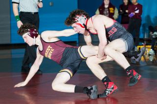 Rusty Rae/News-Register##
McMinnville 138 pounder Mason Henderson takes down his Forest Grove opponent, Lewis Gray, for two points during a meet Thursday at Patton Middle School. Henderson claimed a victory by fall in his final home match of his career. Rusty Rae/News-Register##
McMinnville 138 pounder Mason Henderson takes down his Forest Grove opponent, Lewis Gray, for two points during a meet Thursday at Patton Middle School. Henderson claimed a victory by fall in his final home match of his career.