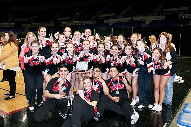 Courtesy of Tracy Brandt##
The McMinnville High School cheerleading team finished second in the Class 6A coed large team division.