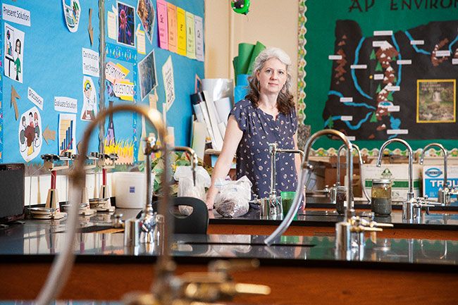 Rusty Rae/News-Register## Laura Syring said she would like her science students to be able to conduct their own experiments in the classroom, rather than watching labs online. While they can use data from other labs in their calculations, she said, doing experiments themselves would help maintain their interest.