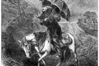 Image: Library of Congress##The cover illustration from the Oct. 12, 1867, issue of Harper’s Weekly, drawn by Alfred R. Waud, shows a Methodist circuit rider on the job.