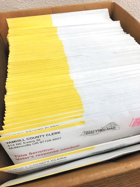 Submitted photo##Voters whose signatures are being challenged in the current recall election will receive an envelope with a yellow bar across the top from the Yamhill County Clerk’s Office. Pictured here is one day’s worth of notices.