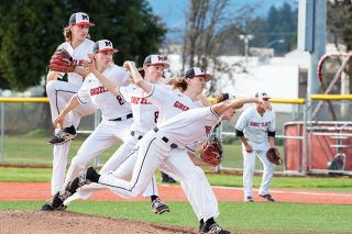 Rusty Rae/News-Register##
In a composite image, McMinnville starting pitcher Caden Slaughter shows off his throwing motion during Friday’s game against South Eugene. Rusty Rae/News-Register##
In a composite image, McMinnville starting pitcher Caden Slaughter shows off his throwing motion during Friday’s game against South Eugene.