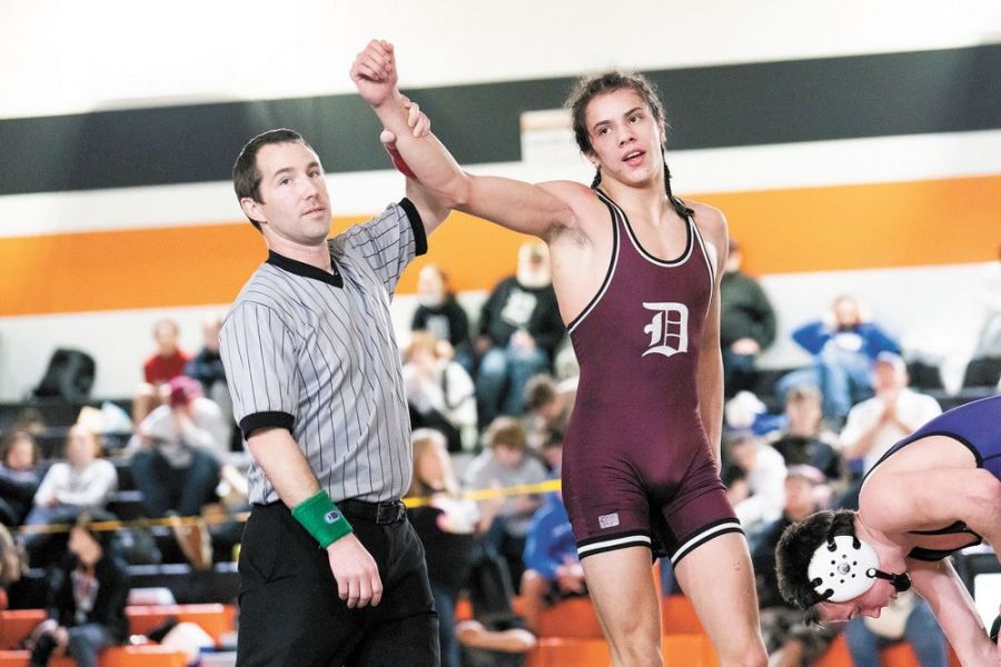 Willamina s Mike Fox wins another match -- this on at the district meet. He went to state where he won a second consecutive state title at 160-pounds.